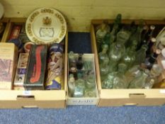 Old bottles, tins and miscellanea in three boxes