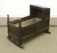 17th/18th century child's joined oak panelled crib on sledge rockers 92cm
