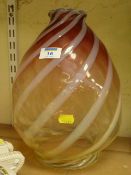 Victorian cranberry/vaseline glass lamp shade 29cm