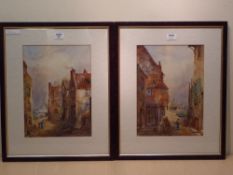 Edward Nevil (19th/20th century): Staithes and Whitby, pair watercolours signed 36cm x 26cm