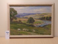 Owen Bowen (1873-1967): Summer overlooking the River Wharfe, oil on artist's board signed 24cm x