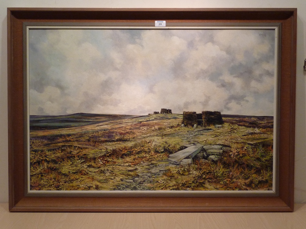 John Freeman (20th/21st century): North Yorkshire Moors Shooting Butts, oil on board with heavy