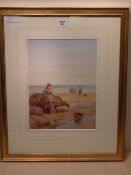 Kate E Booth (fl.1850-1898): 'Low Tide Yorkshire Coast', watercolour signed titled and dated