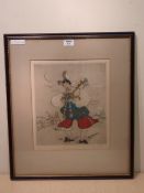 Elyse Ashe Lord (1900-1971): 'Donkey Dance', coloured etching artist's proof signed and numbered