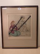Elyse Ashe Lord (1900-1971): 'Bassoons', coloured etching artist's proof signed and numbered 12/75,