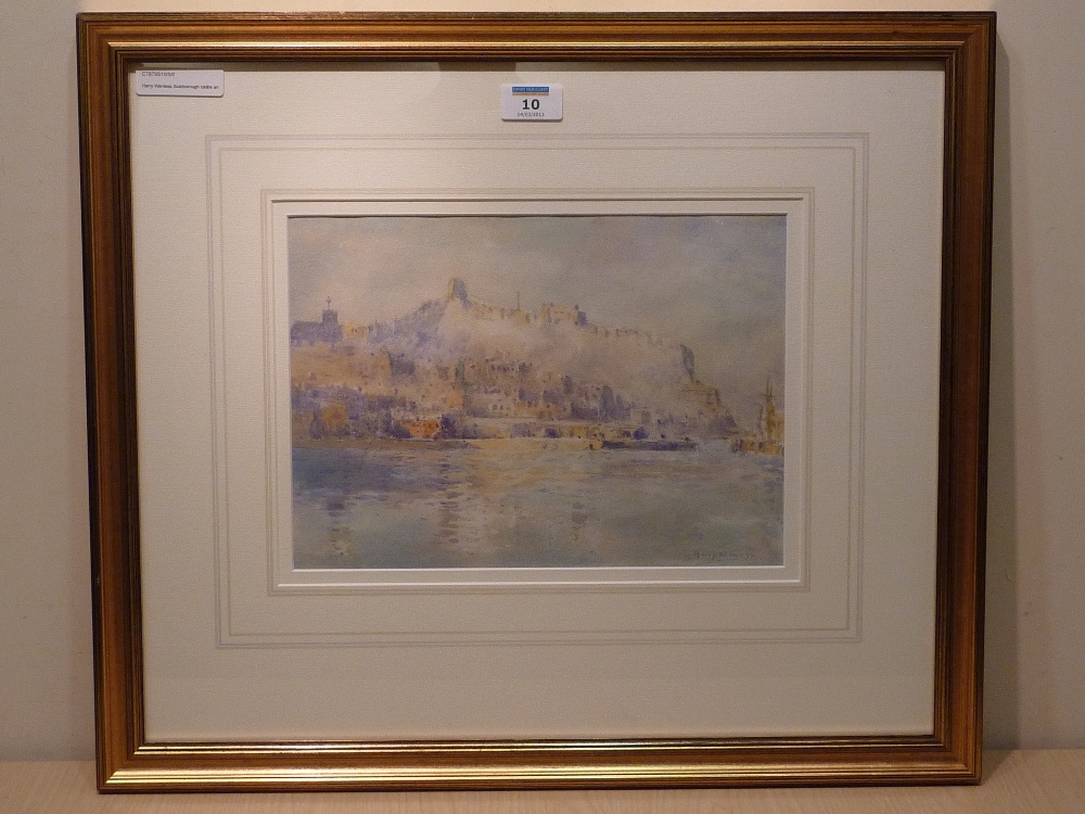 Harry Wanless (c1872-1934): Scarborough Castle and Harbour, watercolour signed 22cm x 31cm