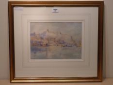 Harry Wanless (c1872-1934): Scarborough Castle and Harbour, watercolour signed 22cm x 31cm