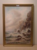 Attrib. Peter Graham (1836-1921): 'A Rough Sea off the Scottish Coast', watercolour monogrammed 56cm