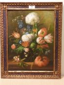 Thomas Webster (20th Century): Still life of Flowers, oil on board signed 39cm x 29cm