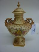 Royal Worcester blush ivory pedestal urn circa 1903 27cm