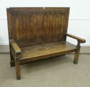 Large stained pine hall bench, 170cm