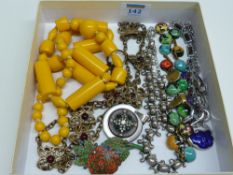 Vintage and later beads and brooches in one box