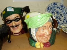 Two Royal Doulton large character jugs, Dick Turpin D6528 and Sairey Gamp D5451