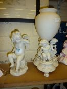 Mid 19th Century Copeland Parian ware figure of Crying Cherub impressed Copeland 19cm and a