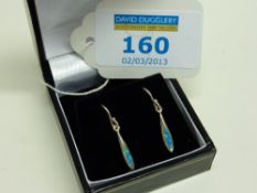 Pair of opal drop ear-rings stamped 925