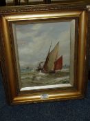 Paddle Steamer Towing a Fishing Boat early 20th Century oil on board signed C T Stone