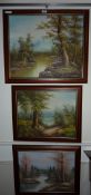 Three landscape oil paintings