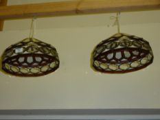 Pair of leaded glass light shades