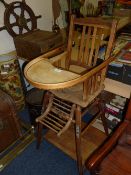 Edwardian metamorphic beech high chair