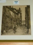 'Porrits Lane' Scarborough 19th century etching by J Young