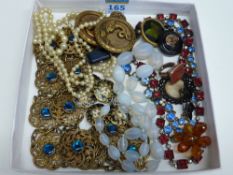 Opaline glass beads, other vintage necklets, beads and buttons etc