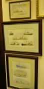 Studies of Hull and other Trawlers, four watercolours signed by Bill Wedgwood