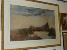 Wreck on the Rocks 19th Century watercolour signed J R Mather