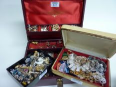 Vintage and later costume jewellery in three boxes