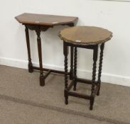 Oak barley twist occasional table and another