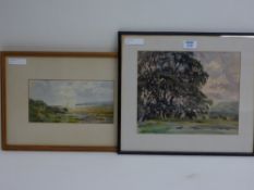 North Yorkshire Wooded landscape watercolour signed by Fred Lawson and an estuary scene, watercolour