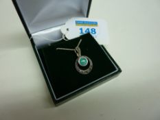 Turquoise and marcasite pendant on chain stamped 925