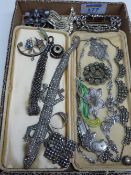 Vintage lizard bracelet other white metal, marcasite and steel jewellery