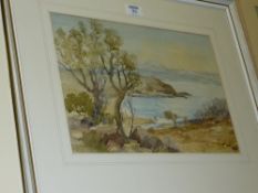 Arran From Stillaig Bay watercolour by M. Holmes Pickup