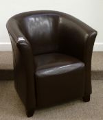 Modern tub chair in brown leather