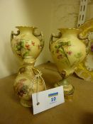 Pair of Royal Worcester blush ivory pedestal urns 15cm and a small urn shaped vase date code 1903