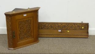 Small Victorian carved wall hanging corner cabinet and similar wall rack