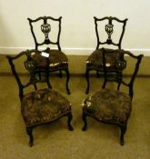 Set four (2+2) late Victorian ebonised salon chairs