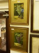 'Red and Green Grapes' pair of watercolours signed W Hartshorne dated 1911