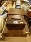 Early 19th Century mahogany sarcophagus tea caddy and three other boxes