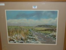 'January Snow on the Wolds Nunbernholme', mixed media on paper signed, titled verso