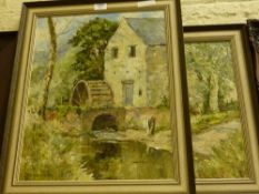 'Mill Scenes' pair of oils on board signed by Ken Johnson