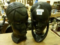 Two African carved heads