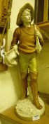 Early 20th Century Royal Dux figure of a Fisherman impressed no.1 571 97 23 54cm
