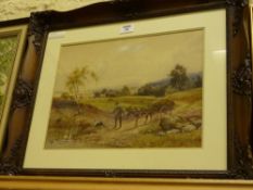 Fording a Stream, watercolour signed by J Barclay (AKA Horace Hammond)