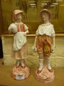 Pair of late 19th Century Continental bisque figures of children 32cm
