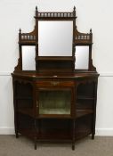 Late Victorian walnut shaped front mirror back side cabinet