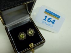 Pair peridot and marcasite ear-rings stamped 925
