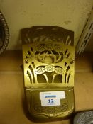 Art Nouveau period brass letter rack with stamp box