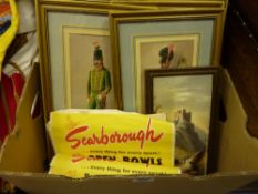 19th Century painting on ceramic tile, old Scarborough posters, military pictures and photographs in