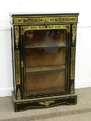 Victorian black lacquered pier cabinet with extensive brass inlay and mounts
